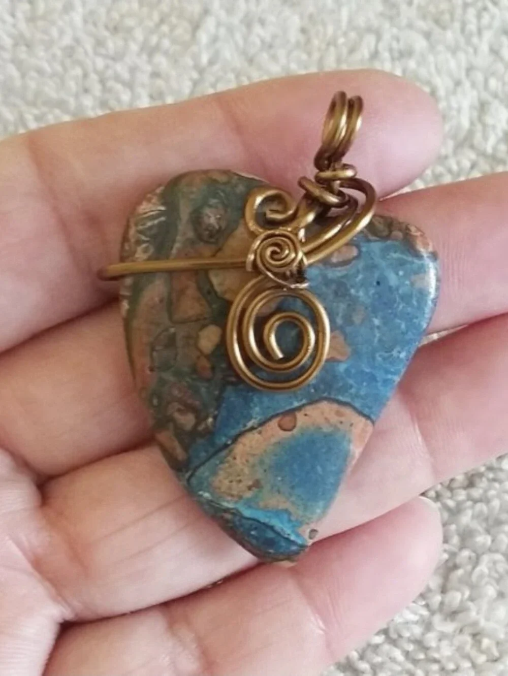 Ghost Eye Jasper Heart Shape Pendant- One Of A Kind, Home Made, Nwot